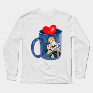 heart and love in the blue mug Long Sleeve T-Shirt